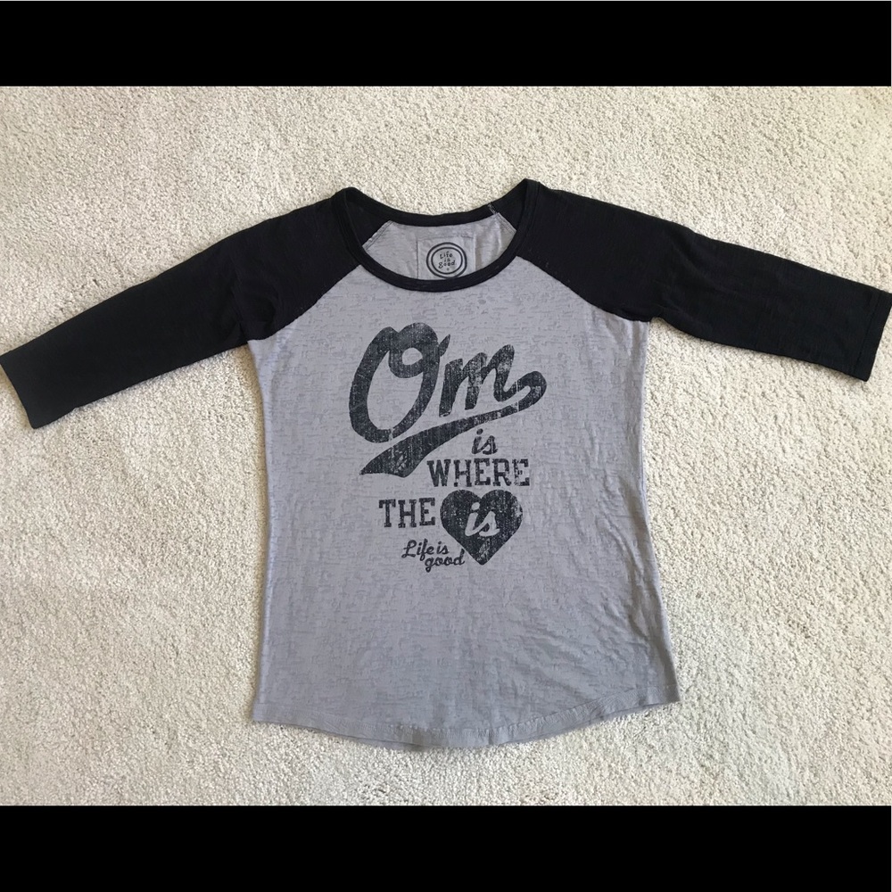 Life Is Good Om Is Where The Heart Is Raglan